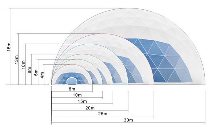 Chambre de tente de dôme de fibre de verre de diamètre de 30m grande pour la vie de partie/Chambre