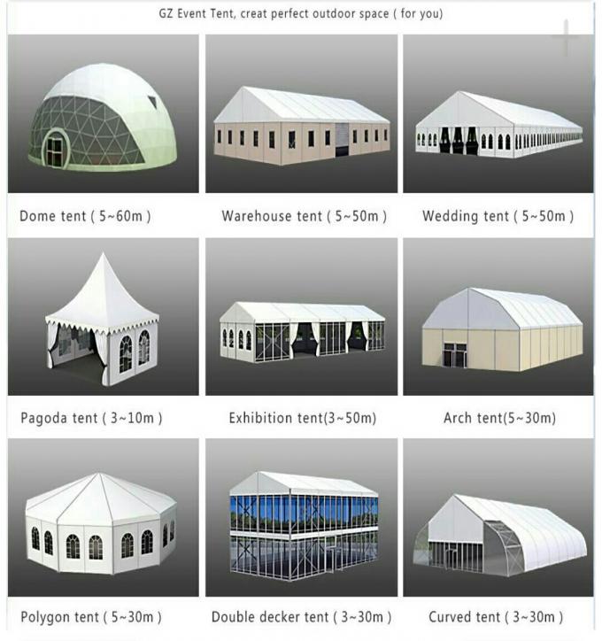 Grandes tentes extérieures en aluminium blanches 10x30m et rouges imperméables adaptées aux besoins du client d'événement