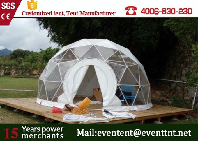Diamètre de luxe du dôme géodésique 6m de tente de camping 6 - personne 8 avec les murs clairs